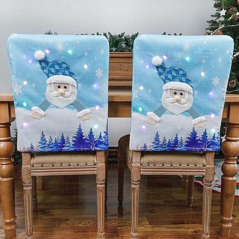 Ensemble de 2 housses de chaise de Noël à LED, housse de protection de chaise de père Noël, housse de siège de décoration pour la maison, housses de chaise à LED de Noël (1/5)