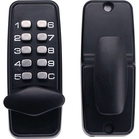 Verrou de porte à code numérique Chromé Résistant aux intempéries - Bouton de verrouillage à combinaison Serrure de porte à combinaison mécanique étanche Noir- (1/5)