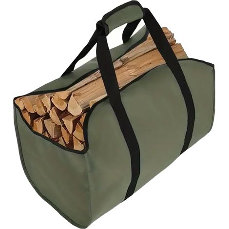 Bolsa impermeable verde Oxford para transportar leña, resistente a desgarros, para chimenea/suministros/uso exterior. (1/5)