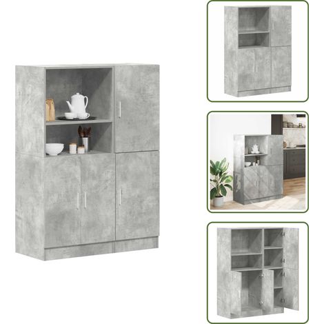 The Living Store 2-tlg. Küchenschrank-Set Betongrau Holzwerkstoff - Küchenmöbel (1/5)