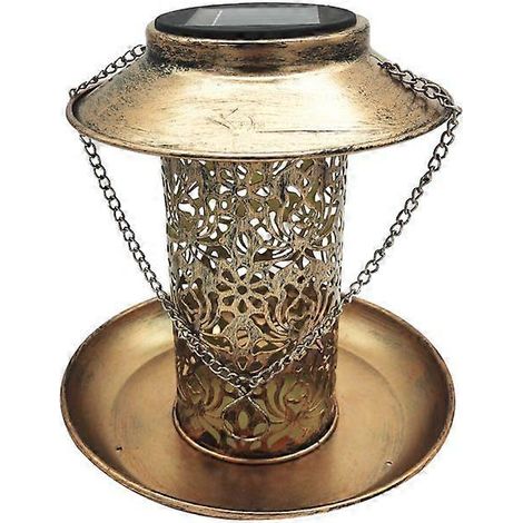 Outdoor Courtyard Garden Tree Hanging Lights Iron Art Hanging Decoration Feeding Solar Bird Feeder (1/2)