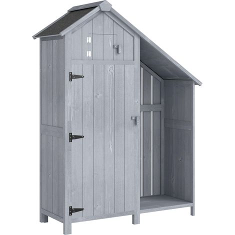 Gartenschrank aus Holz für den Außenbereich, wetterfest, 129 x 51,5 x 180 cm