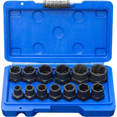 13-teiliges Set zum Ausdrehen von abgebrochenen Schrauben und Bolzen, Gewindeausdreher für beschädigte Innensechskant-Gewinde, Hardware-Zubehör mit blauer Kunststoffbox-lsw