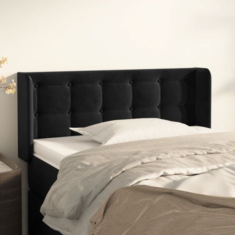 Tête de lit avec oreilles Armoire de tête de lit Noir 83x16x78/88 cm Velours 41186 (1/5)