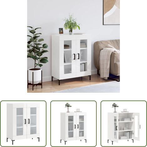 Hochglanz-Weiß - Sideboard Hochglanz-Weiß 69,5x34x90 cm Holzwerkstoff (1/5)