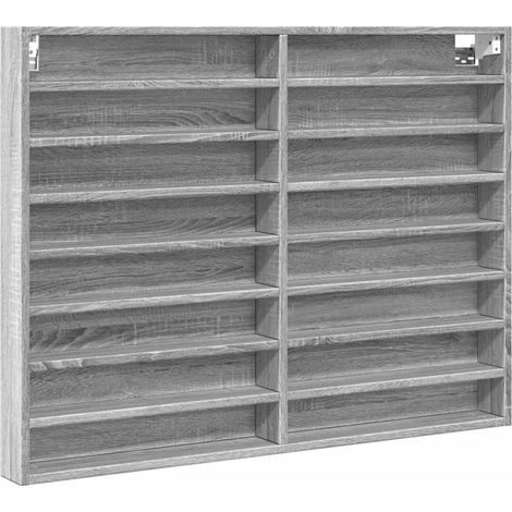 Vitrina de madera de ingeniería gris Sonoma 100x8,5x75 cm vidaXL