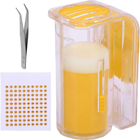 Kit professionale per la marcatura delle gabbie delle api regine con adesivi numerati da 0 a 99 e una clip da apicoltore (gialla).