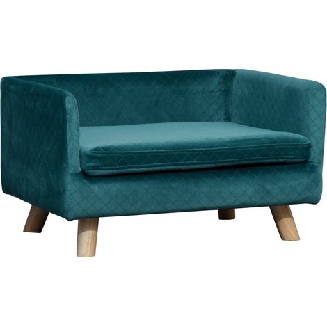 Divanetto letto per cane piccolo 64 x 45 x 36 cm cuscino morbido grande comfort design scandinavo in velluto blu pavone 210007348