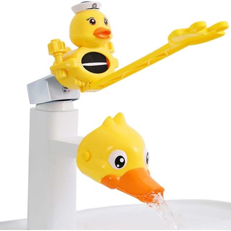 Extension de Robinet pour Enfants,Lot de 2 Prolongateurs de Robinet en Forme de Petit Canard Jaune, Rallonge de Lavabo (1/5)