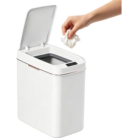 Mülleimer für Schlafzimmer, mit Deckel, berührungsloser intelligenter Sensor, quadratischer Abfalleimer für Toilette, Büro, Schlafzimmer, Wohnzimmer, Zuhause (1/5)