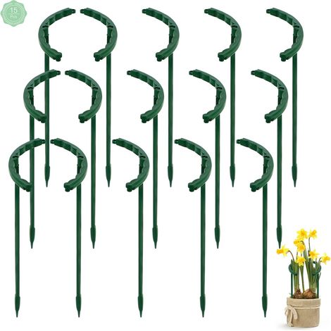 Piquets de Support pour Plantes Tuteurs Demi-Ronds Cage Anneau Plante Jardin 15 Pcs 25 14cm Vert (1/5)