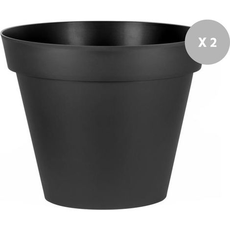 EDA – Lot de 2 pots de fleur rond Toscane Ø 100 cm H.79 cm anthracite – Réserve d'eau – Résistant au gel et aux UV – Fabriqué en France (1/3)