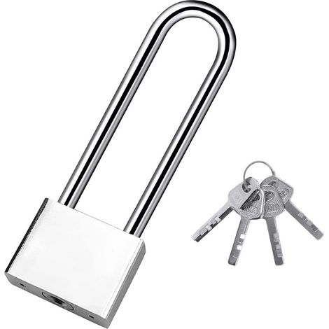Ecleanfy - Cadenas à clé Cadenas Robuste à anse longue avec 4 clés, cadenas Sécurité Etanche Exterieur pour entrepôt, garage, jardin, Clôtures-30mm (1/5)