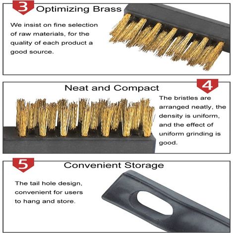 Brosse métallique en laiton SUJAYU antirouille, petite brosse métallique pour le nettoyage, décapant pour peinture sur métal, bois, peinture textile en aérosol Rustoleum (Laiton, 12,00) (1/3)