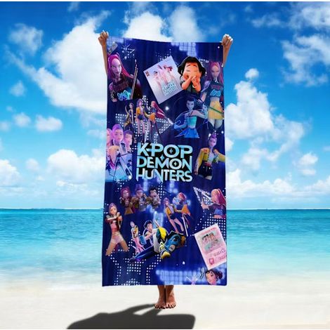 Filiyano-Serviette de plage ultra-absorbante en polyester ultra-fibre à séchage rapide, inspirée du groupe féminin K-POP Demon Slayer, 75150cm