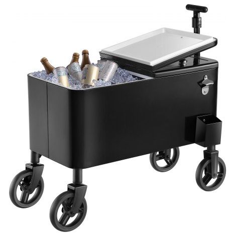 Carrito Nevera con Ruedas 75,71 L, Carrito Refrigerador con Asa Telescópica de 2 Etapas, Enfriador de Bebidas Portátil para Patios, Camping, Fiestas en Piscina, Exterior, 890 x 460 x 1200 mm (1/5)