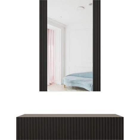 Tocador Cama FURNITURE PAFOS - Negro Mate, Espejo, 80cm (1/5)