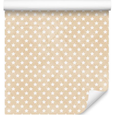 Carta da parati con stelle color crema e bianche per soggiorno e camera da letto, 50x1000 cm. (1/5)