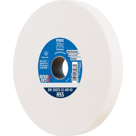 Rueda de amolar pferd bw 20025-32 aw 60 hss grano 60 diámetro 200 mm