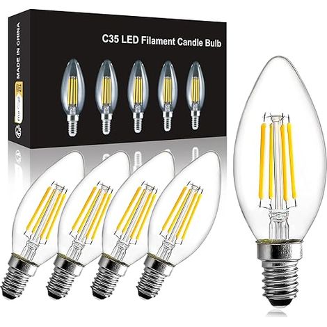 Ampoules LED E14 à intensité variable Blanc chaud 2700K 6W 600lm AC220-240V ampoules de rechange en verre E14 pour l'éclairage domestique de terrasse et extérieur (1/5)