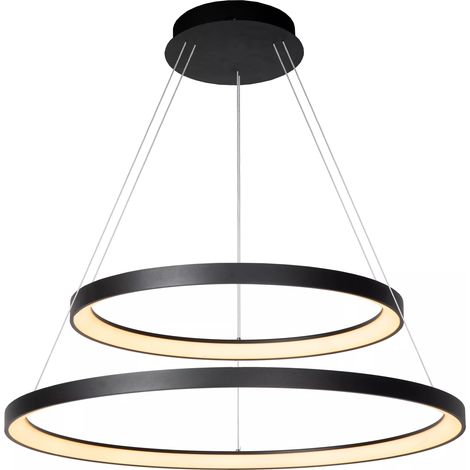 Lampada a sospensione doppio anello nera VIDAL LED 92W Lucide (1/4)