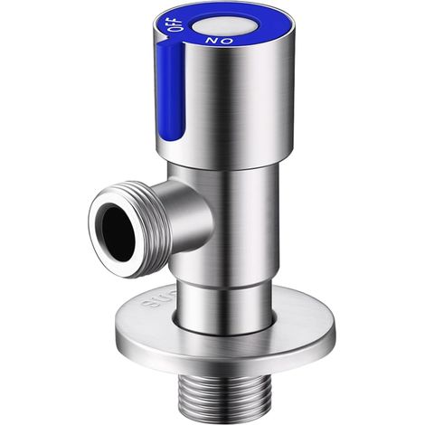 Vanne d'Angle de Robinet en Acier Inoxydable, Robinet d’Arrêt d’Angle G1/2", Robinet de Régulation Mural pour Cuisine, Salle de Bain, Jardin Arrosage, Toilette, Évier (bleu) (1/5)