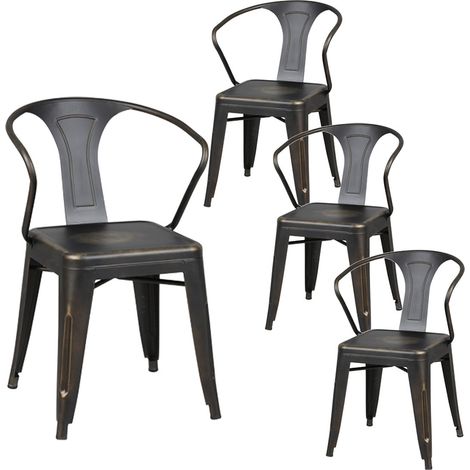 ASSAKS - Lot de 4 Chaises Acier Vielli Style Vintage Old School (1/3)