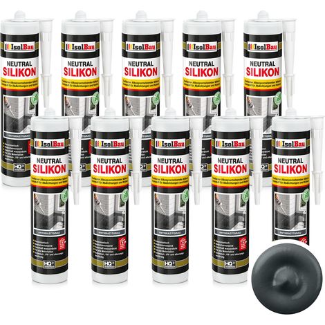 IsolBau Silicone Neutro Antracite Neutralsilikon 10 x 300ml (1/5)