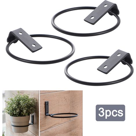Soporte de pared de hierro resistente para macetas con brazo giratorio de 90° – incluye 3 anillas de montaje.