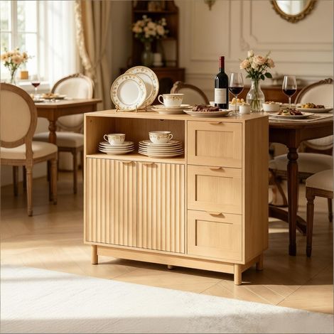 Geräumiger Wohnzimmerschrank – vielseitiger Küchenbuffet mit großem Stauraum, multifunktionales Aufbewahrungsmöbel für Küche oder Wohnzimmer