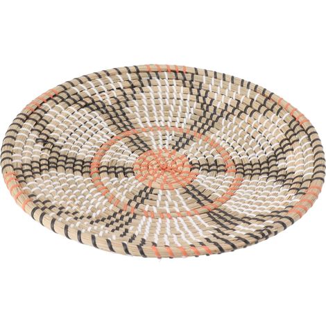 Ornements muraux ronds en herbe, 35 cm de diamètre, paniers muraux suspendus tissés à la main, style salon/cuisine, 3 (1/5)