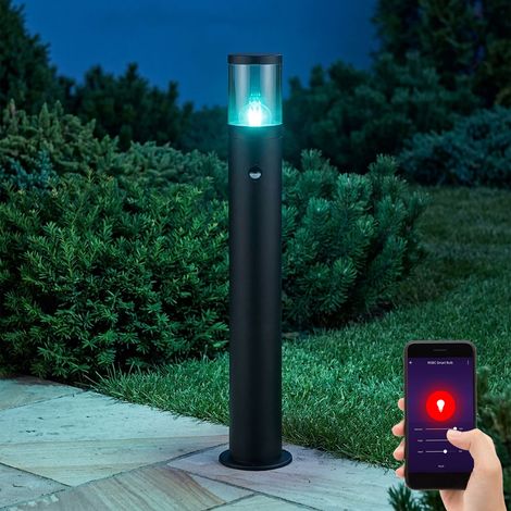 Wegeleuchte mit Bewegungsmelder Aussenleuchten Garten Stehlampe mit Sensor, Edelstahl schwarz rauch, App Steuerung CCT, Smart RGB LED 8,5W 806Lm, DxH 14x80 cm (1/5)