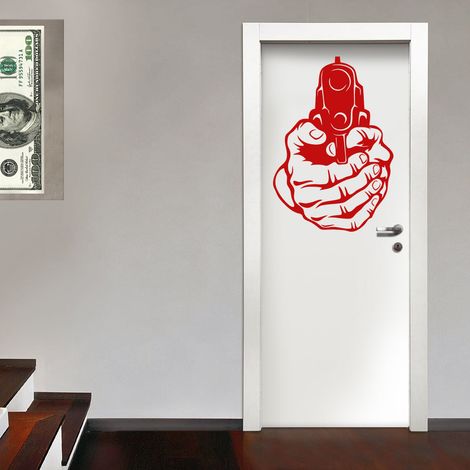PISTOL - Sticker mural en vinyle 55x80 cm - Couleur : Rouge (1/2)