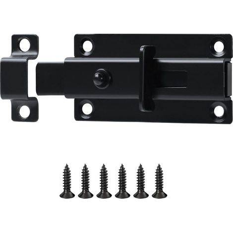 Verrous Loquet Porte Extérieur, 8.6x4.5 CM, Targette Verrou Portail Pratique Durable, Verrou Porte Interieure en Acier Inoxydable, Loquet Porte Coulissante Pour Portes, Fenêtres, Clôtures, Noir (1/5)