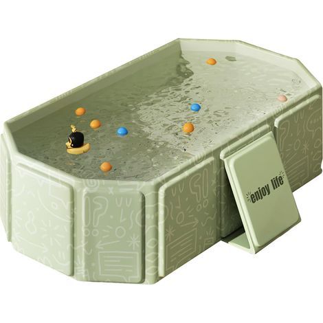 Baignoire pliable bébé – Baignoire bébé portable pour enfants 0-8 ans. Baignoire enfant pliable pour douche avec bouchon de vidange – Baignoire enfant pliable multifonction. Verte (1/5)