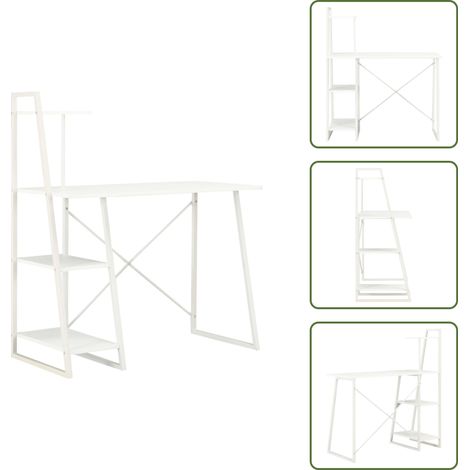 The Living Store Scrivania con Mensole Bianca 102x50x117 cm - Scaffale