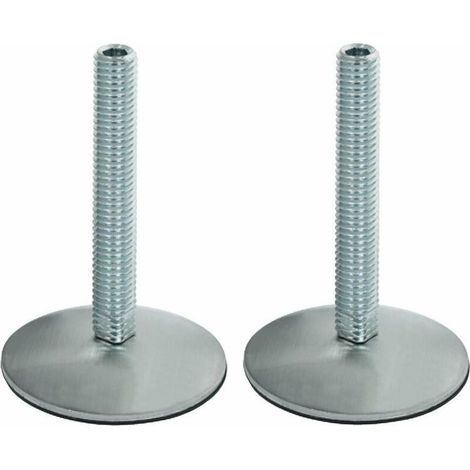 Lot de 2 pieds réglables en acier inoxydable chromé M10 x 60 mm – Base 50 mm – Charge jusqu'à 100 kg – Installation facile (1/2)