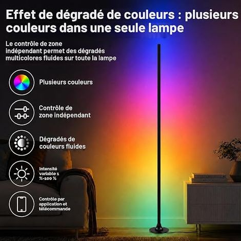 LED Floor Lamp, LED Corner Lamp with App and Remote Control, Music Sync, 16 RGB Colors, Corner Lighting for Living Room, Bedroom and Playroom (1/4)