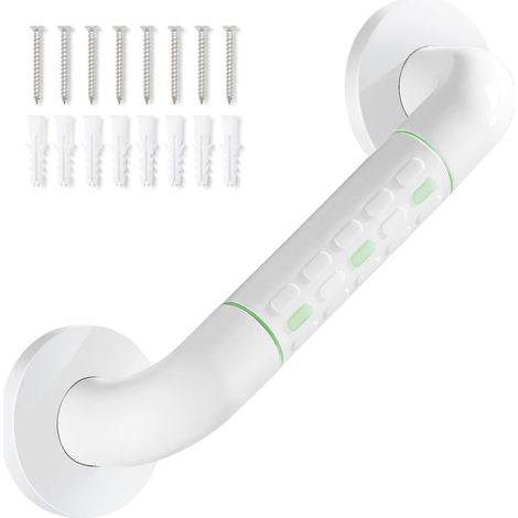 Barre d'appui de salle de bain blanche antidérapante 30 cm,Main courante simple sans barrière blanche (1/5)