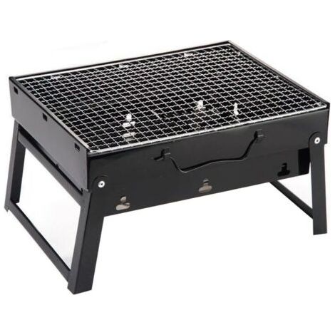 Barbecue au charbon portatif, Acier/Acier inoxydable, Noir (1/4)