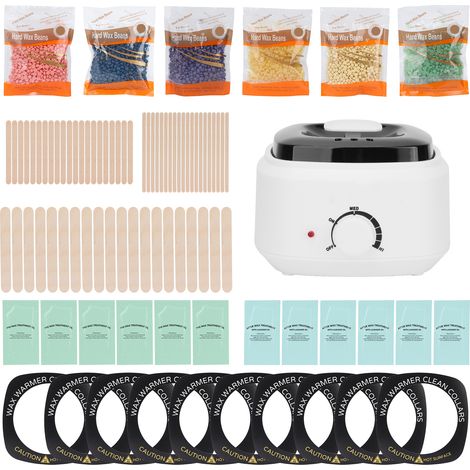 Kit d'épilation comprenant un chauffe-cire, des perles de cire, des lingettes nettoyantes, un applicateur et un bâtonnet (prise UE 220 V) (1/5)