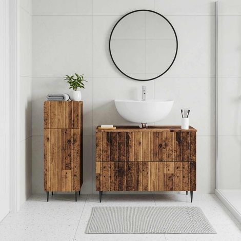 vidaXL 2 Piece Bathroom Cabinet Set ZWOLLE Old Wood Engineered Wood (1/5)