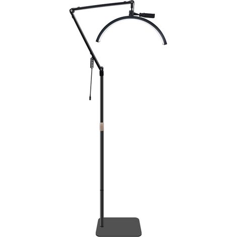 Lampadaire LED,LED Lampe Demi Lune,Lampe de Cils en Lampe sur Pied avec Tête Réglable à 360°,3000K-6000K,lampe esthetique professionnel Avec support pour téléphone pour tattoo,Maquilleurs (1/5)