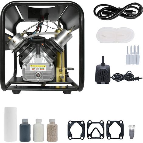 Compresor de aire, presión regulable y apagado automático, diseño de doble cilindro, ventilador y refrigeración por agua, sistema de filtración de 2 etapas, TXEDM042, 220 V (1/2)