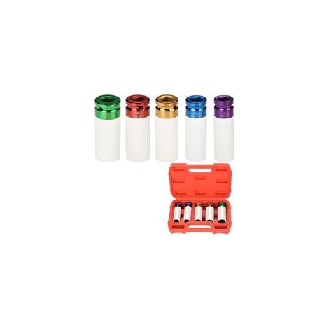 Lot de 5 embouts à percussion pour clés à chocs et visseuses-à-percussion – diamètres 15 mm, 17 mm, 19 mm, 21 mm et 22 mm – pour serrage des boulons de roue (1/5)
