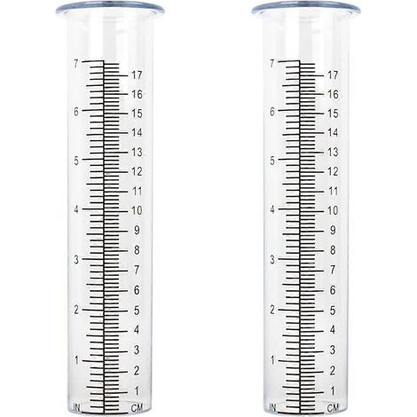 Lot de 2 tubes de rechange en plastique pour pluviomètre, d'une capacité de 7 pouces, pour jardin, cour ou extérieur. (1/5)