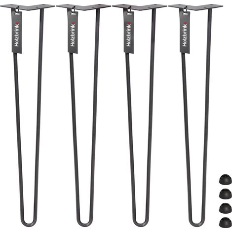 HOLZBRINK Pied de Table en Acier Hairpin Triple Barre 12 mm, Hauteur: 72 cm, Acier Brut, 1 pcs, HLT-13A-72-0000 (1/5)