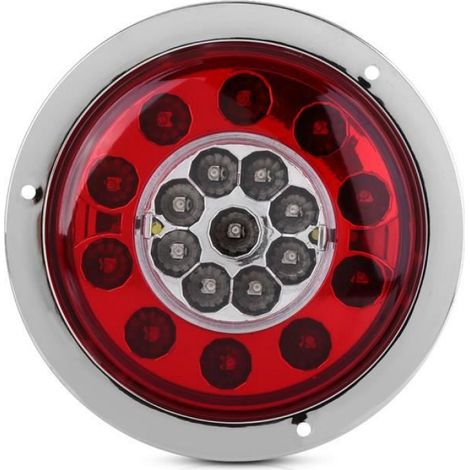 Mxzzand Feu arrière de frein Paire de 4,3 pouces rond 19 LED camion remorque frein arrêt clignotant feu arrière auto optique (1/4)