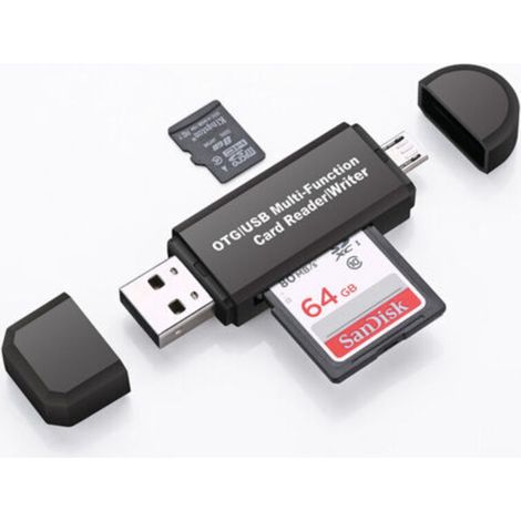 Adaptador USB para tarjetas SD y lector USB 2.0 a SD (dispositivo OTG) para tarjetas SDXC, SDHC, SD, MMC, RS-MMC, Micro SDXC, Micro SD, Micro SDHC y UHS-I-Crezuo.