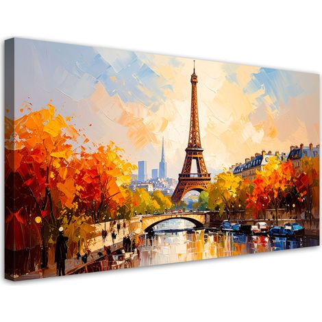 Wandbild für das Wohnzimmer Schlafzimmer und Büro Panorama von Paris Eiffelturm 80x40 cm